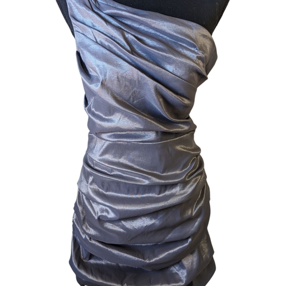 Elegant Metallic Gray Ruched Dress size XL